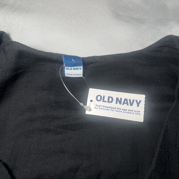 NEW Old Navy Flutter-Sleeve Textured Mini Swing Dress LBD 100% Cotton Black Sz L - Picture 4 of 8